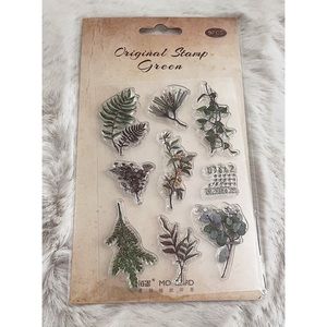 MO CARD Green leaves clear stamps